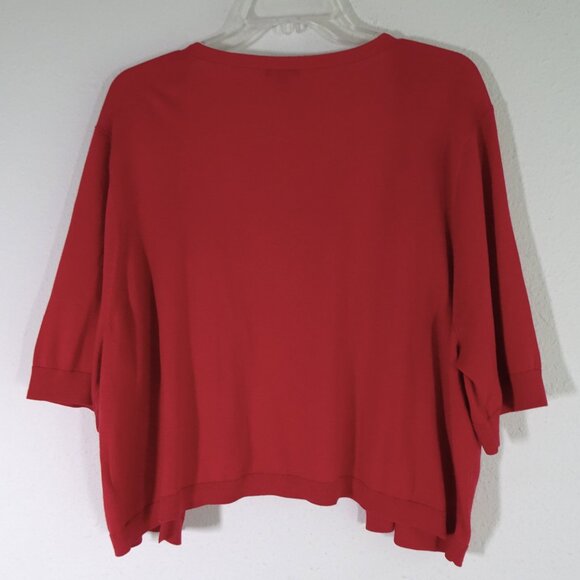 Talbots Cardigan Shrug Sweater Women's Plus Size 3X Red Open Front Short Sleeve - Picture 4 of 6